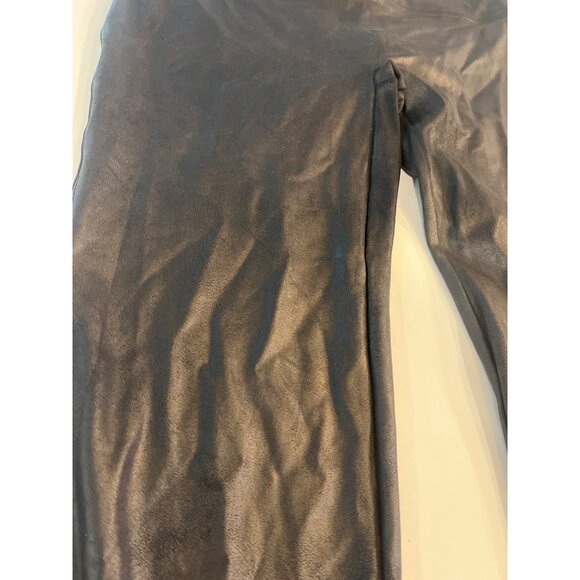 Spanx Faux Leather Leggings 2X Black High Waist Stretch Pull-On Style - Picture 2 of 6
